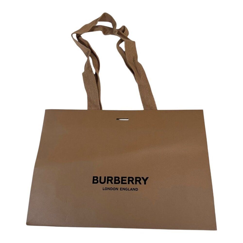 Burberry Paper Shopping Bag 11.75” X 8.25” Long Handles Gift Tote Authentic Bag